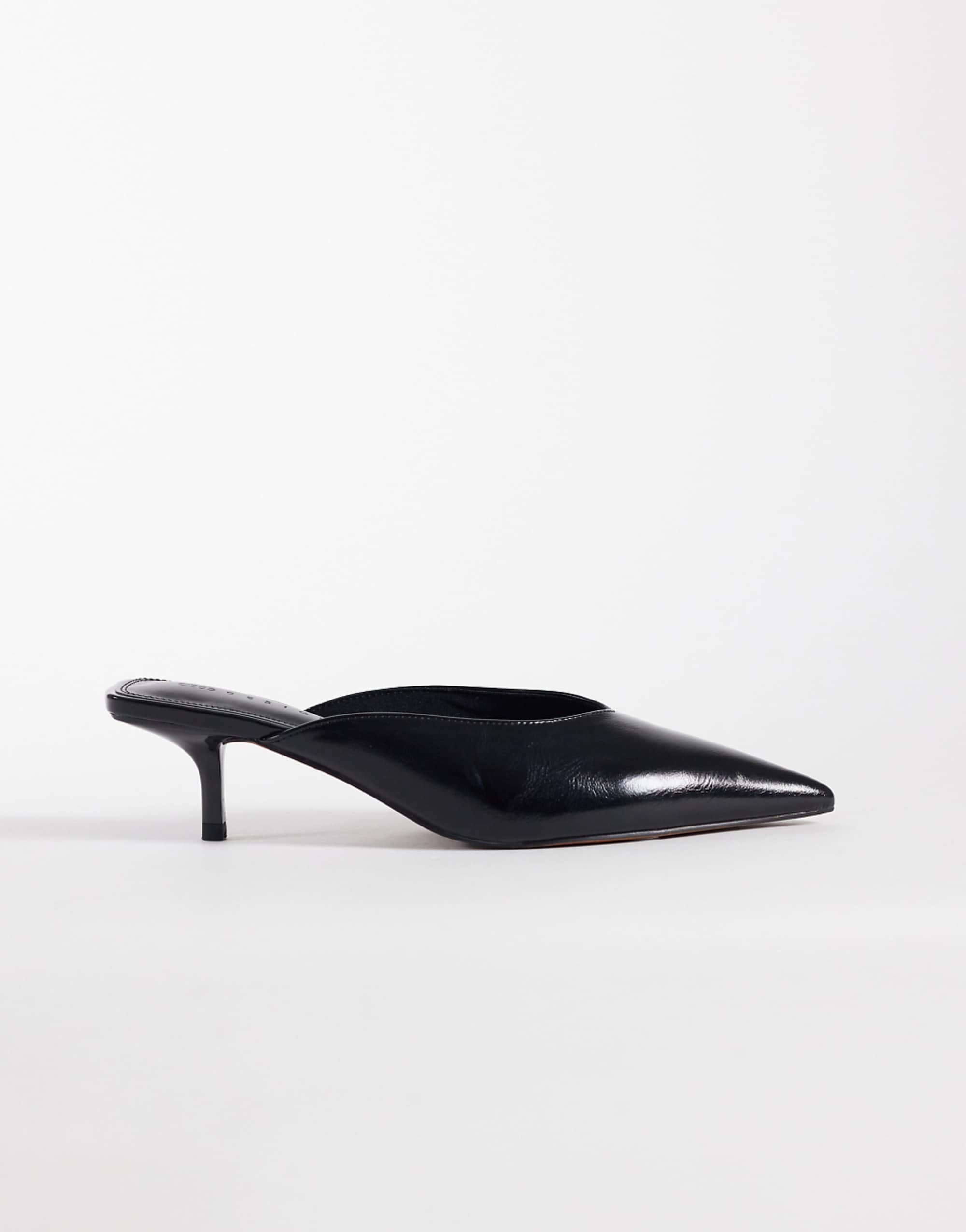 Asos Design Surprise Pointed Kitten Heeled Mules in Black