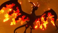 Palworld - Eidrolon Ignos, a red and black fire dragon pal