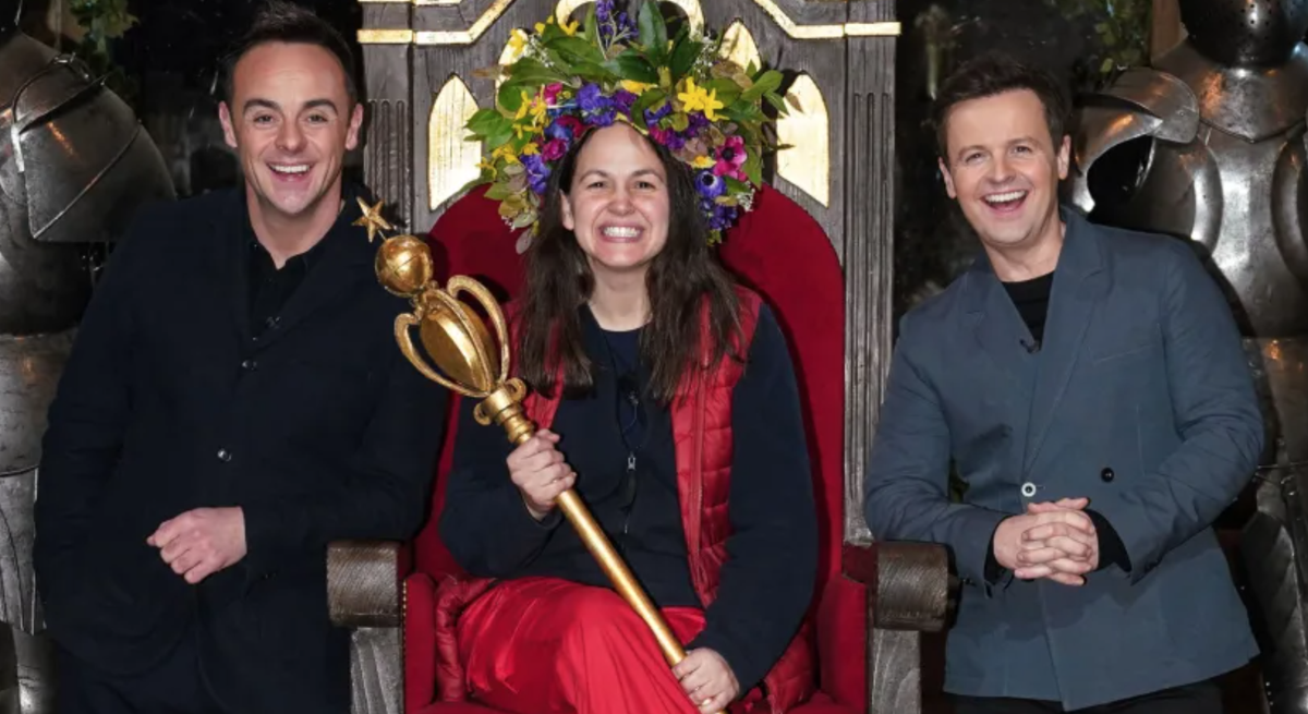 Ant and Dec pose with Giovanna Fletcher, the first celebrity to win in Wales.