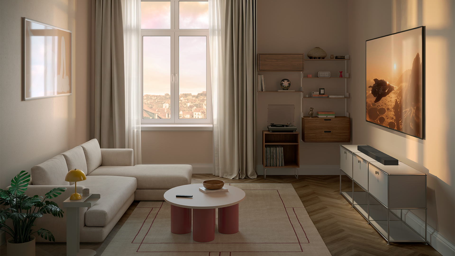 KEF XIO soundbar lifestyle setup