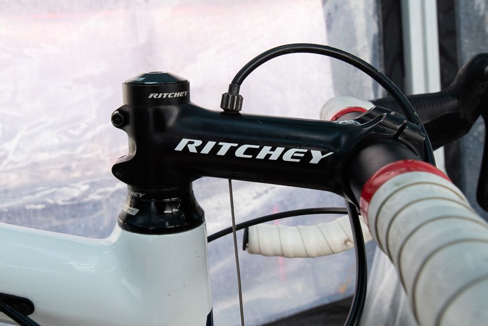 Adam Myerson's drilled Ritchey stem. If you want to run cantilever brakes, be prepared to work for it.