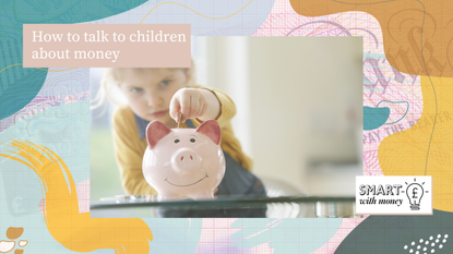 Little girl with piggy bank