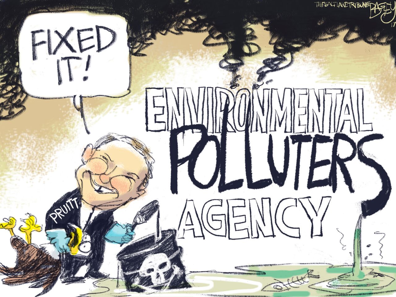 Political cartoon GOP Pruitt EPA Coal Environment