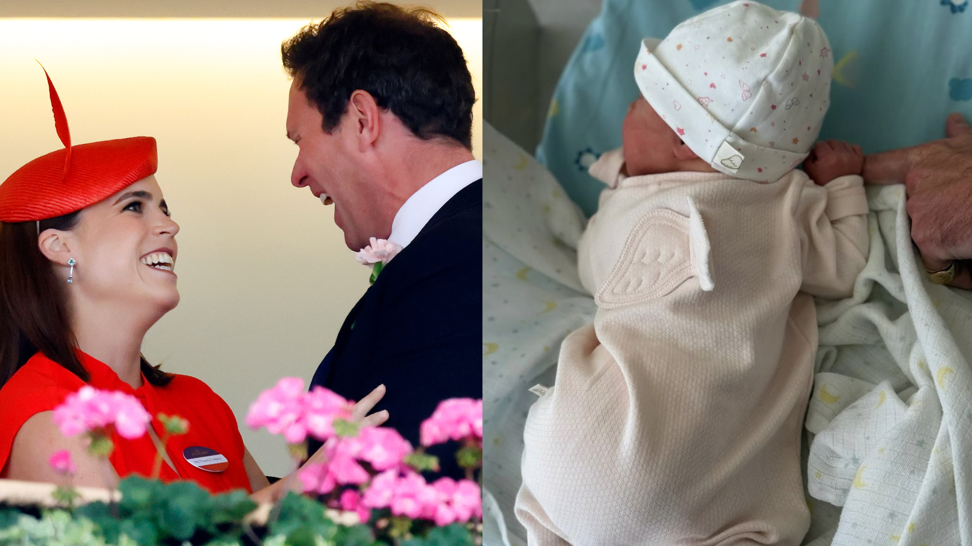 Princess Eugenie and Jack Brooksbank smiling at each other at Royal Ascot