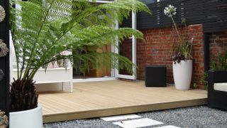 small deck leading from patio doors