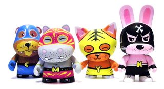 Customised CMYK masked wrestlers. Who's your money on? We're going with the bunny...