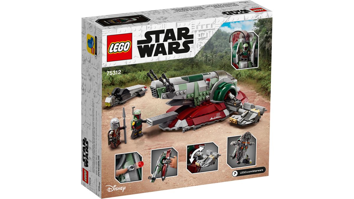 Lego's Boba Fett's Starship is $49.99 USD and includes 593 pieces and two minifigures: Boba Fett and The Mandalorian.