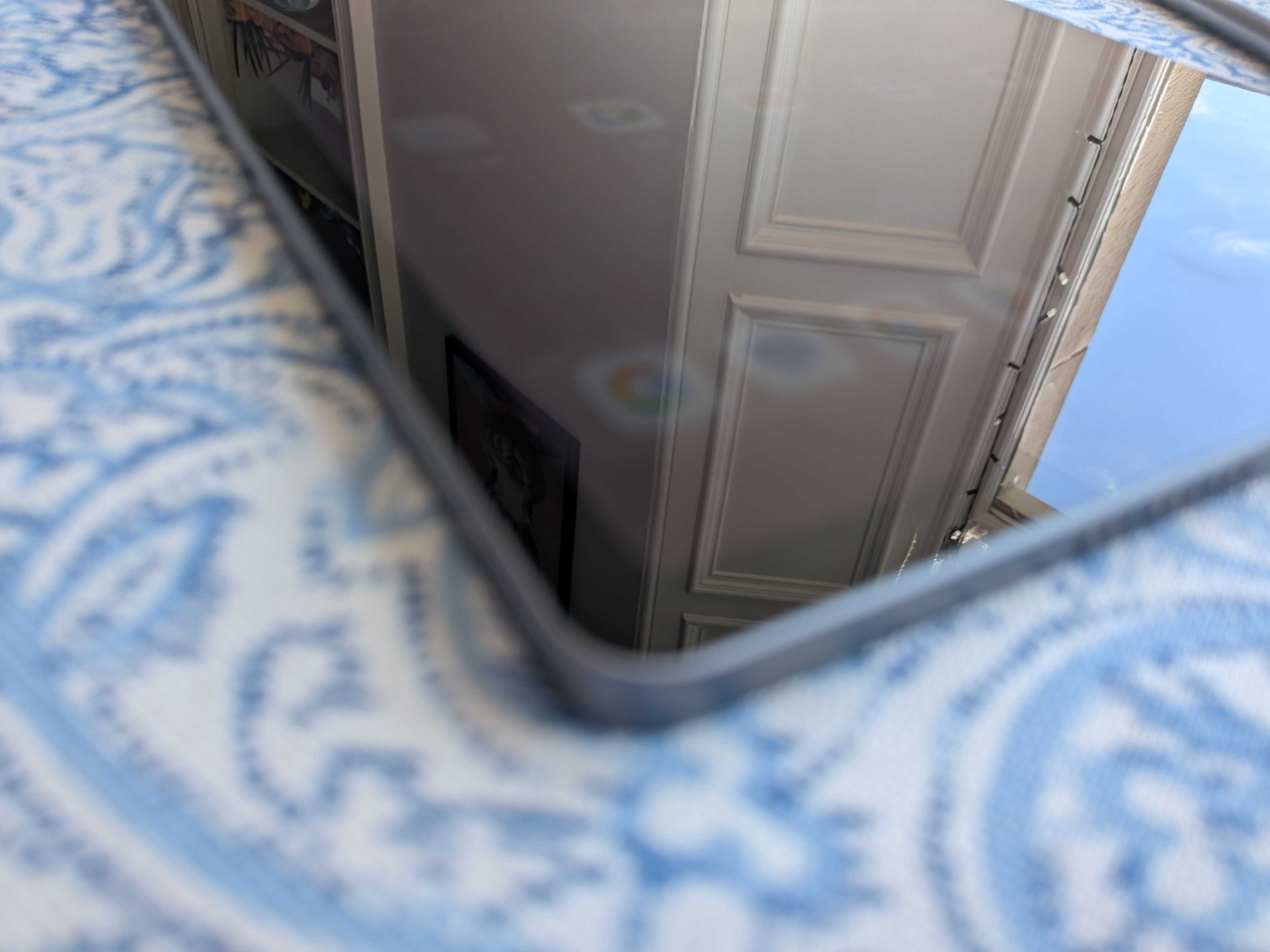 A Lenovo Idea Tab Pro tablet on a blue and white table