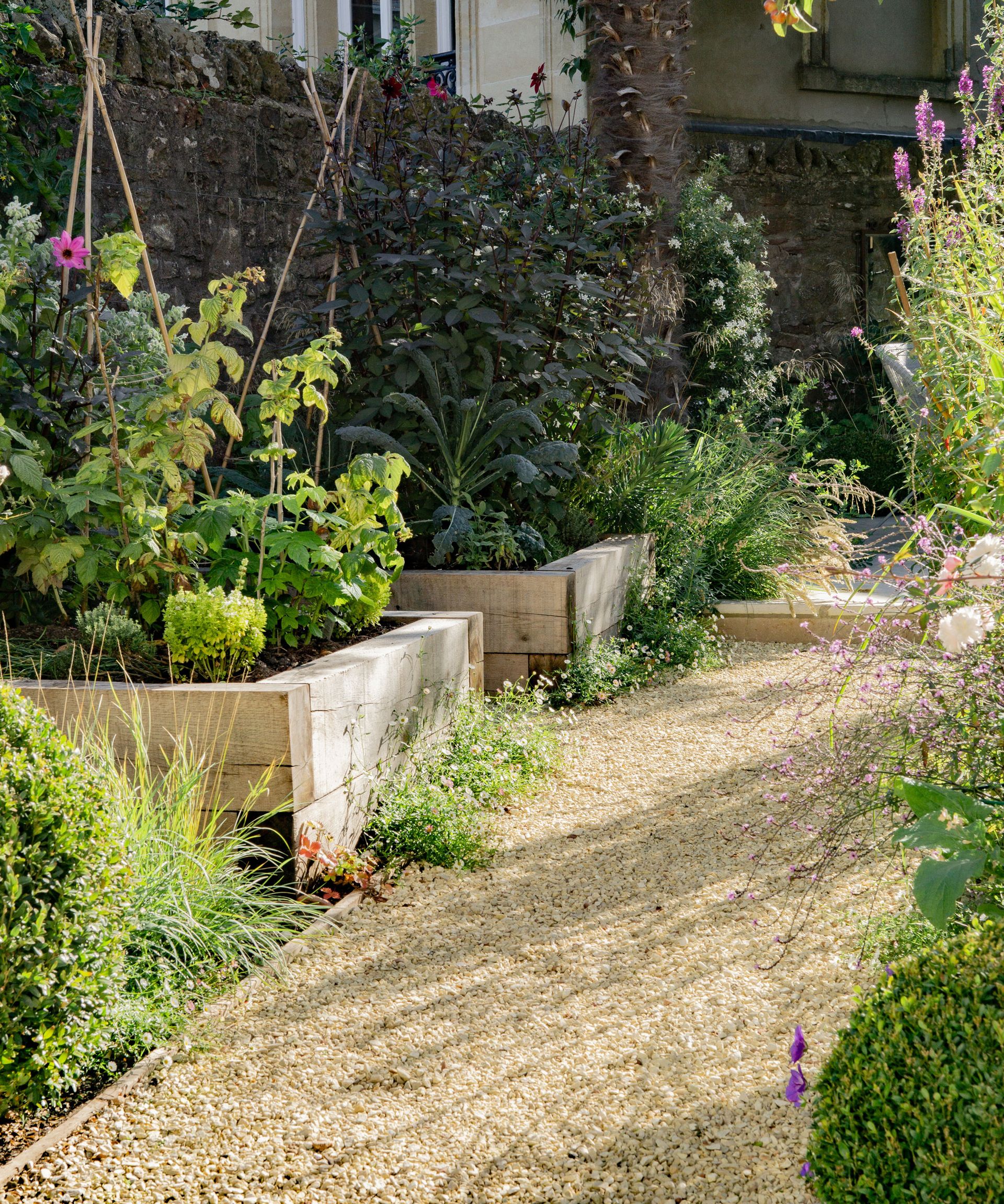 Raised beds in a kitchen garden