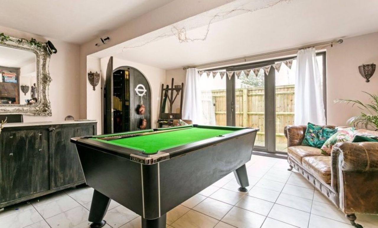 A games room includes a pool table