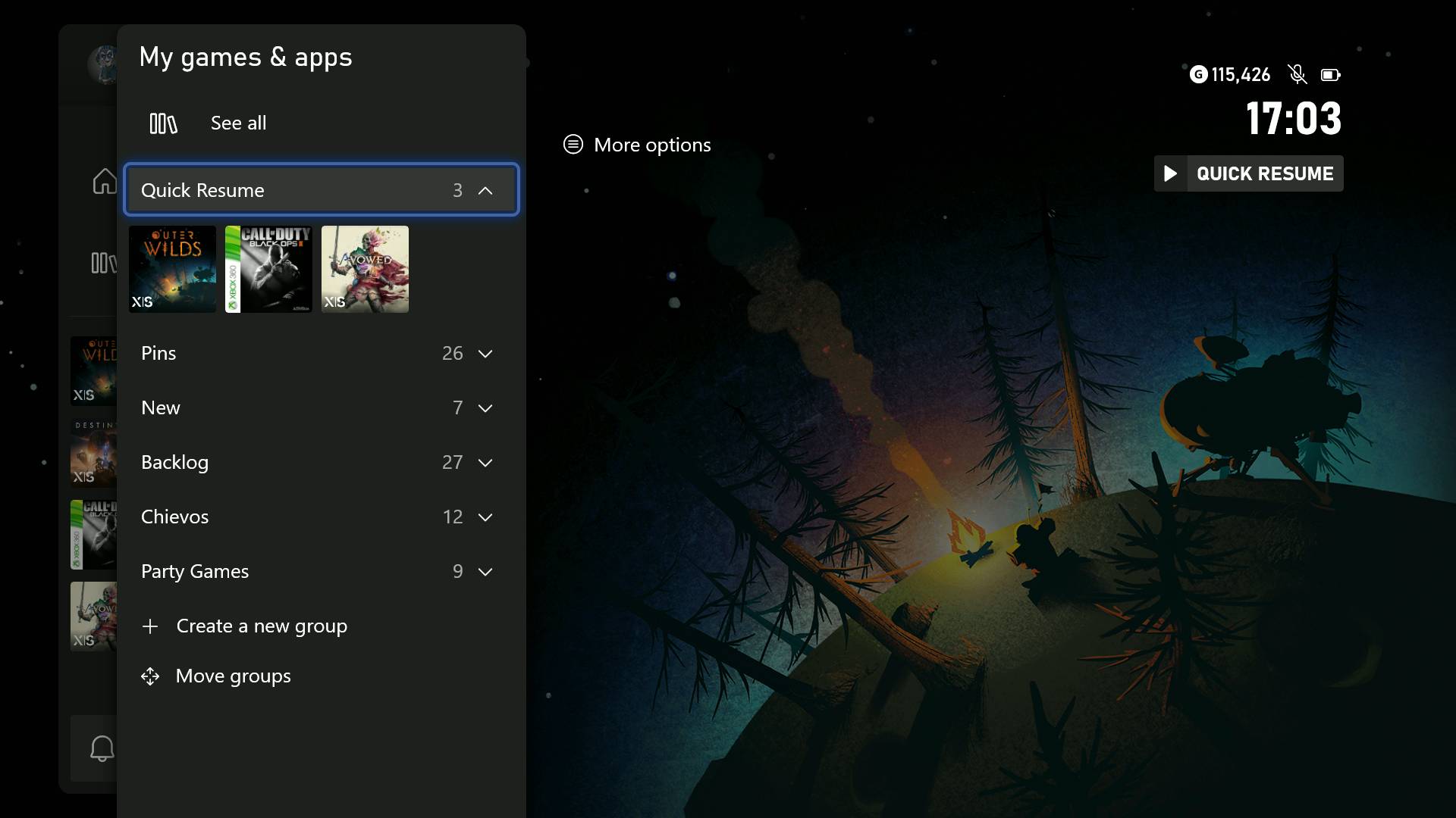 Xbox Series X games queued in quick resume menu