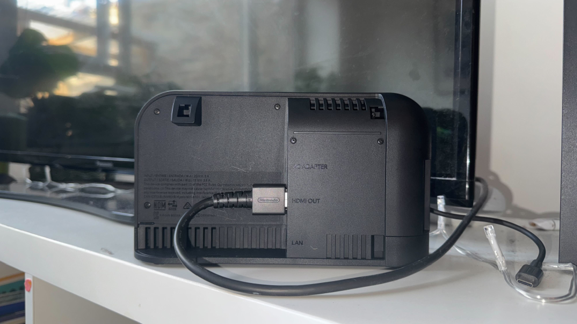 Switch 2 dock with HDMI cables plugged in