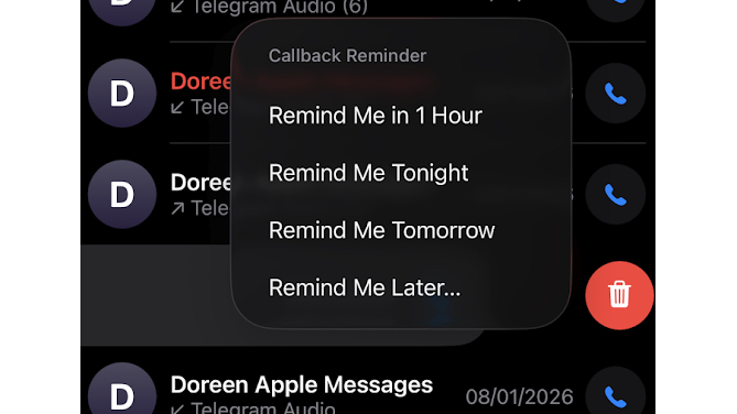 Callback reminders in iOS