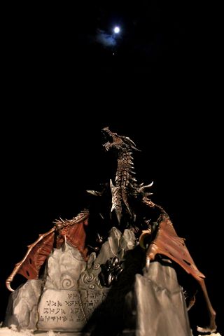 Astrophotographer Samuel J. Hartman of State College, PA, sends this clever photograph taken on Jan. 2, 2012, of the moon, Jupiter, and a dragon familiar to players of Skyrim. "Zu'u Alduin. Zok sahrot do naan ko Lein!"