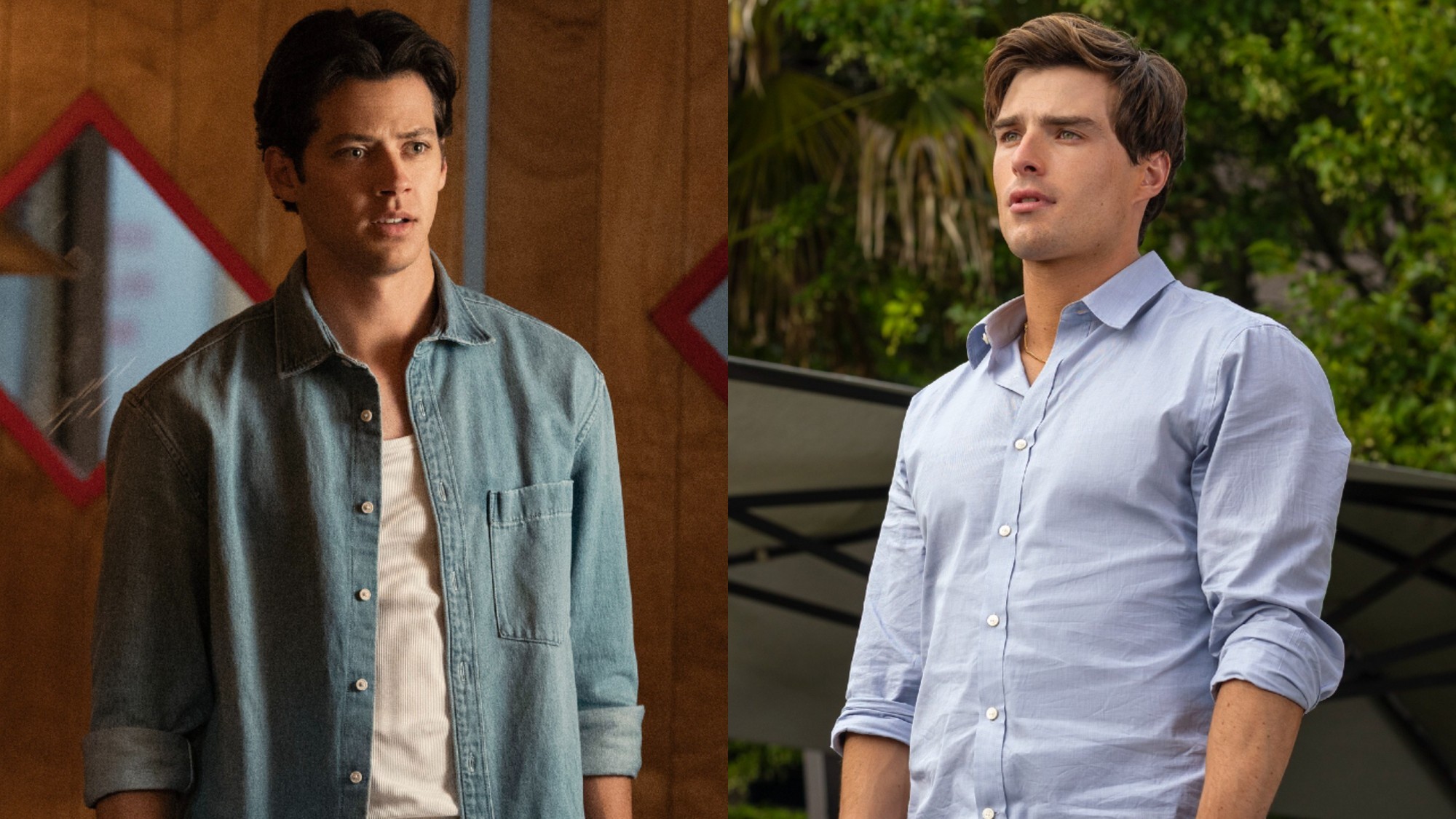 From left to right: Matt Cornett as Sam looking upset in Every Year after, and Michael Bradway as Charlie looking a bit lost in Every Year After. 
