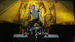 Bruce Dickinson, singer of heavy metal band Iron Maiden, performs on March 03, 2009 at Ricardo Morera Soto Stadium in Alajuela