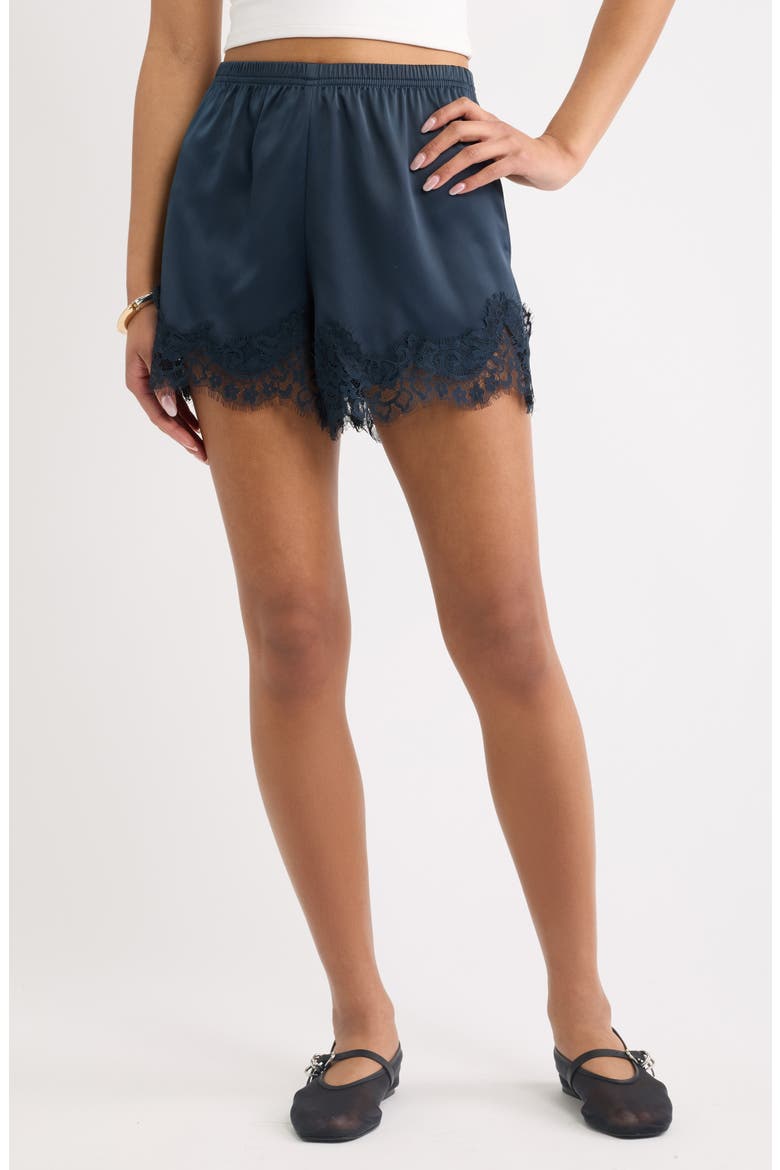 Lace Trim Satin Shorts