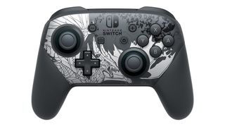 A Nintendo Switch Pro controller on a white background. 
