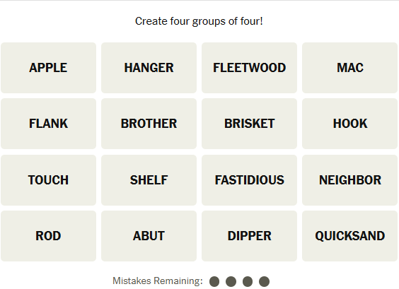 The New York Times Connections puzzle on March 3, 2026