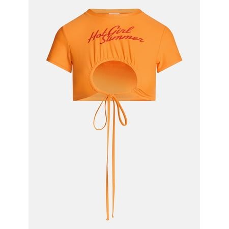 Hot Girl Summer by Megan Thee Stallion Women's and Women's Plus Cutout Swim Top With Keyhole Front, Sizes Xs-3x
