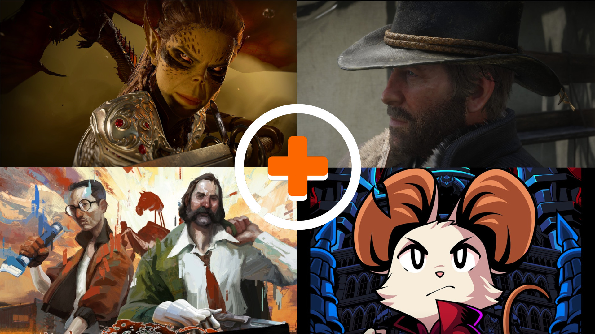 Best PC games 2026 banner images showing PC games Baldur's Gate 3, Red Dead Redemption 2, Disco Elysium, and Mina the Hollower