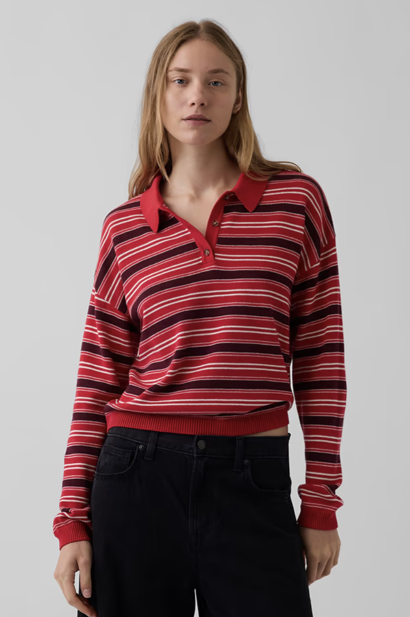 Gap, 100% Cotton Relaxed Polo Sweater