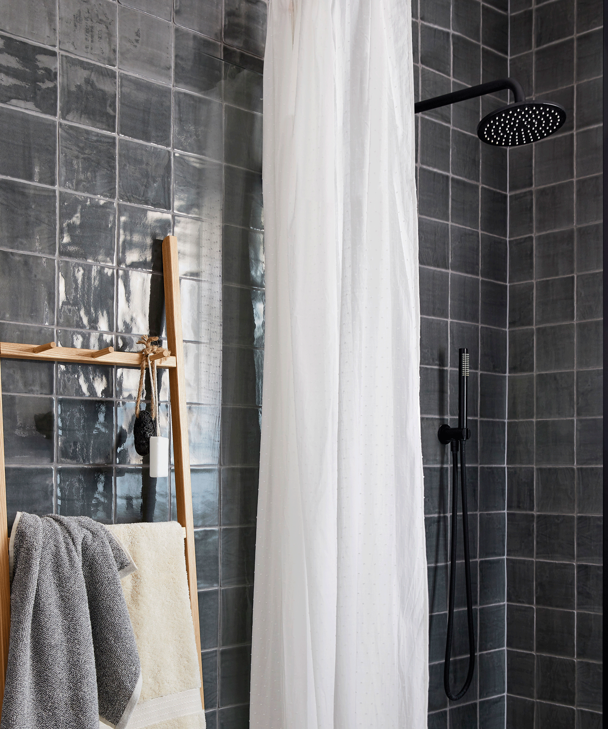 shower curtain in modern bathroom