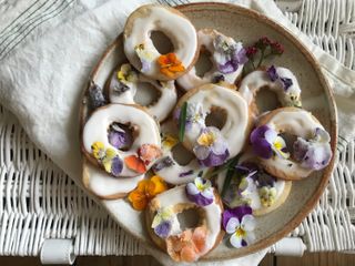 biscuits decorated with edible flowers