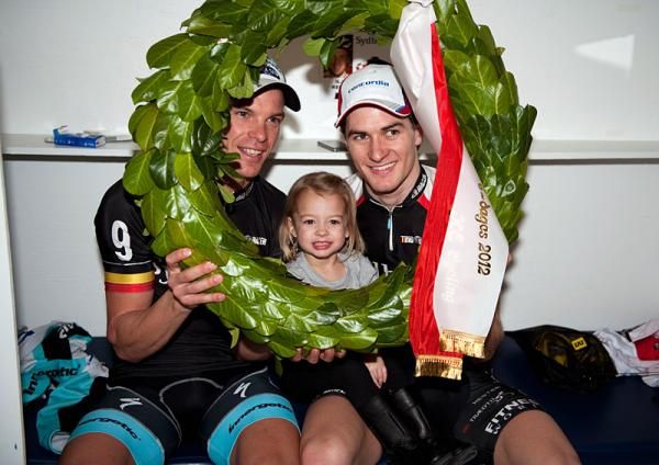 Copenhagen Six Day winners Iljo Keisse and Marc Hester, along with Hester's daughter.