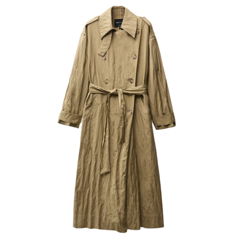 Oversized creased-effect trench coat cut out 