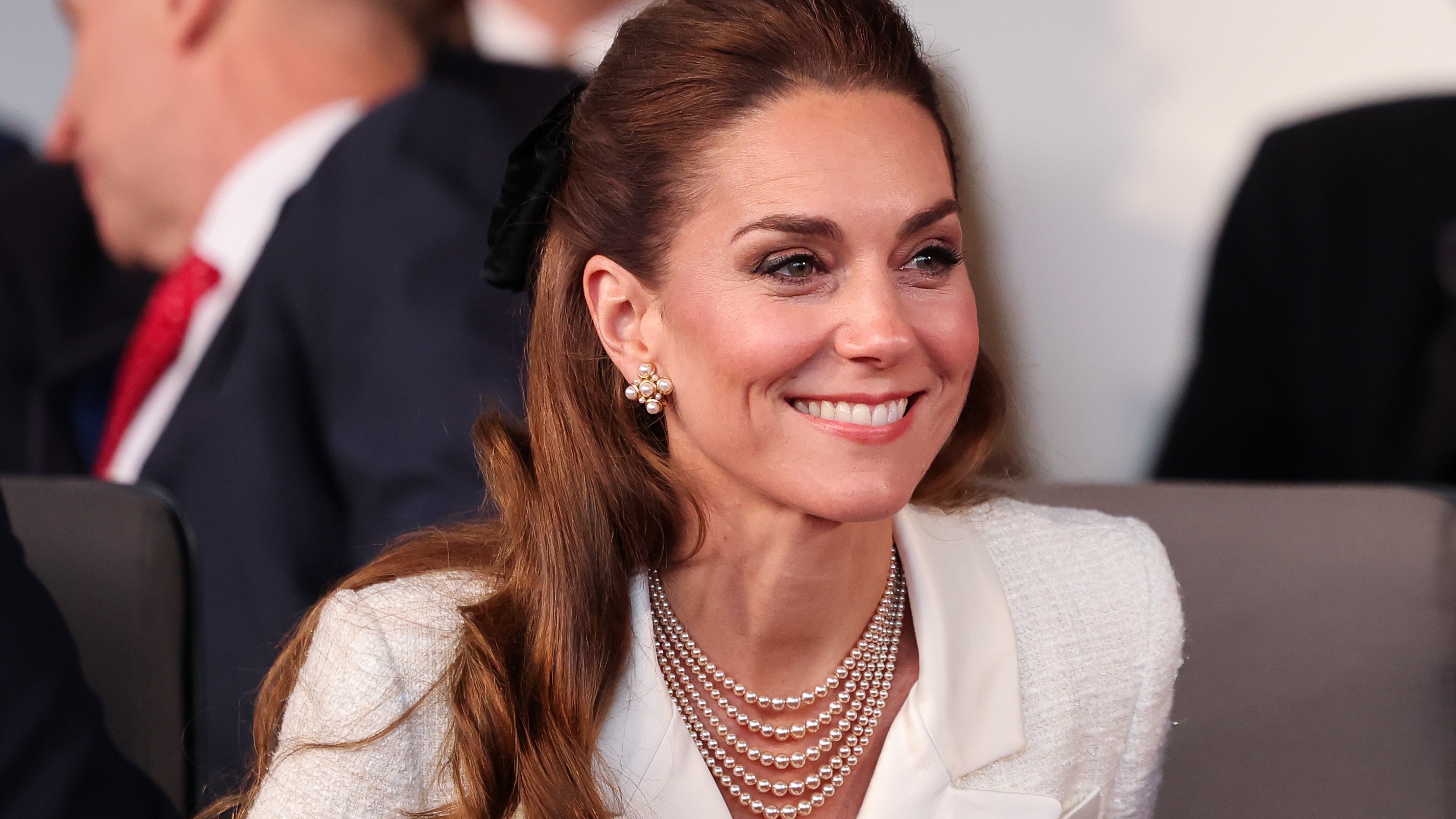 Catherine, Princess of Wales attends a concert to mark the 80th Anniversary of VE Day at Horse Guards Parade on May 08, 2025 in London, England