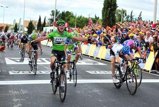 Mark Cavendish finishes off his team's work with a win in Montpellier.