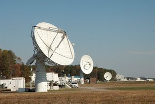 Antennas at NASA's Wallops Flight Facility on Wallops Island, Va., on the U.S. East Coast.