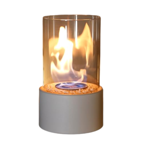 Jhy Design Round Tabletop Fireplace Fire Bowl Pot Portable Clean-Burning Bio Ethanol Ventless Firepit for Table Home Kitchen Living Room Garden Parties Events Wedding (white)