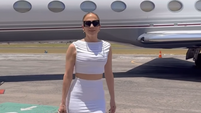 Jennifer Lopez wearing all white sweats in Los Angeles May 2024