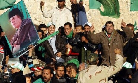 Moammar Gadhafi loyalists rally in the Libyan capital earlier this month.