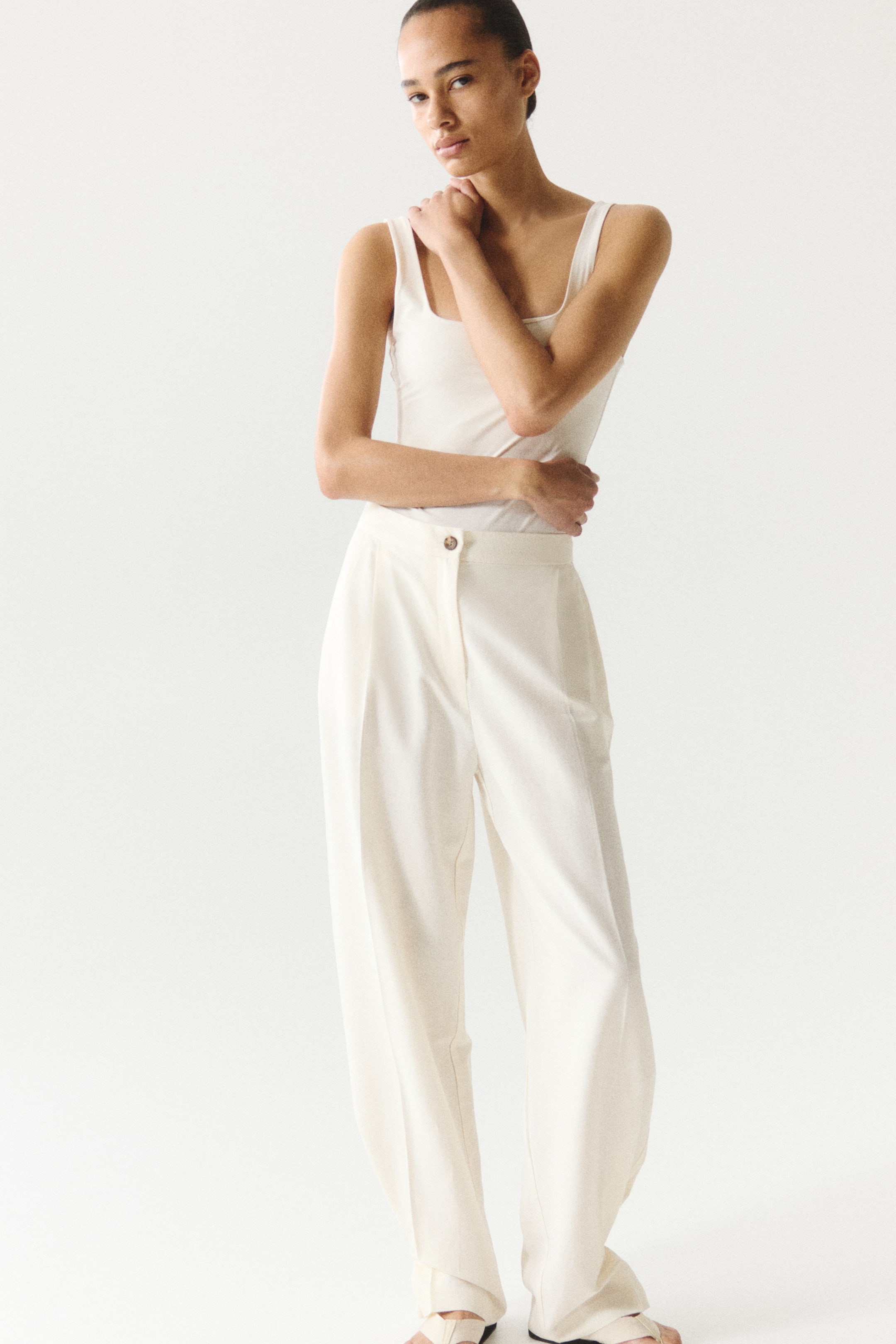 Linen-Blend Balloon Trousers