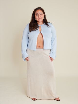 Knitted Button Up Top Blue - Djerf Avenue