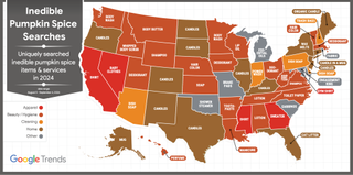 Map of United States pumpkin spice Google search trends