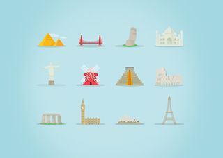 Free vectors: famous landmarks