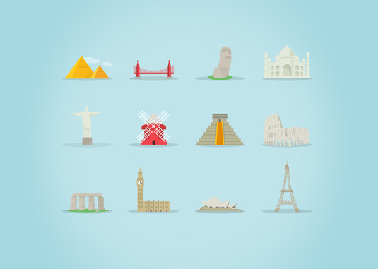 Free vectors: famous landmarks
