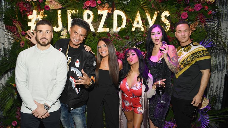 elevision personality attends MTV's "Jersey Shore Family Vacation" New York premiere party at PHD at the Dream Downtown on April 4, 2018 in New York City.