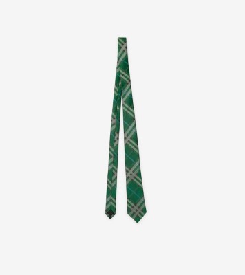 Check Silk Tie in Leaf Green - Men | Burberry® Official