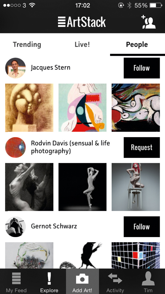 Following an artist's work means you keep on top of new additions and find similar artists