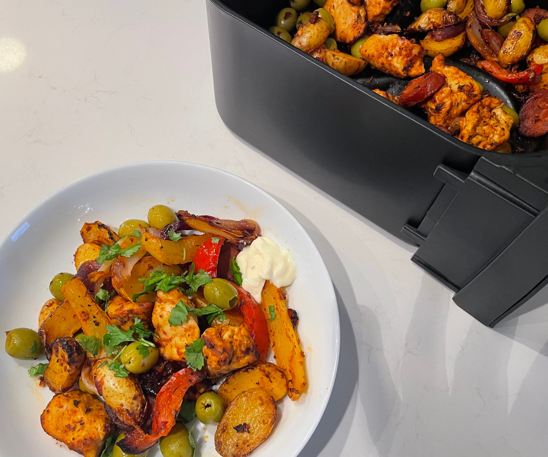 Spanish chicken traybake