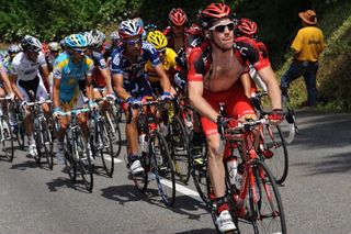 Brent Bookwalter leads the bunch, Tour de France 2010, stage 9