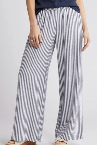 Stripe Wide Leg Linen Blend Pants