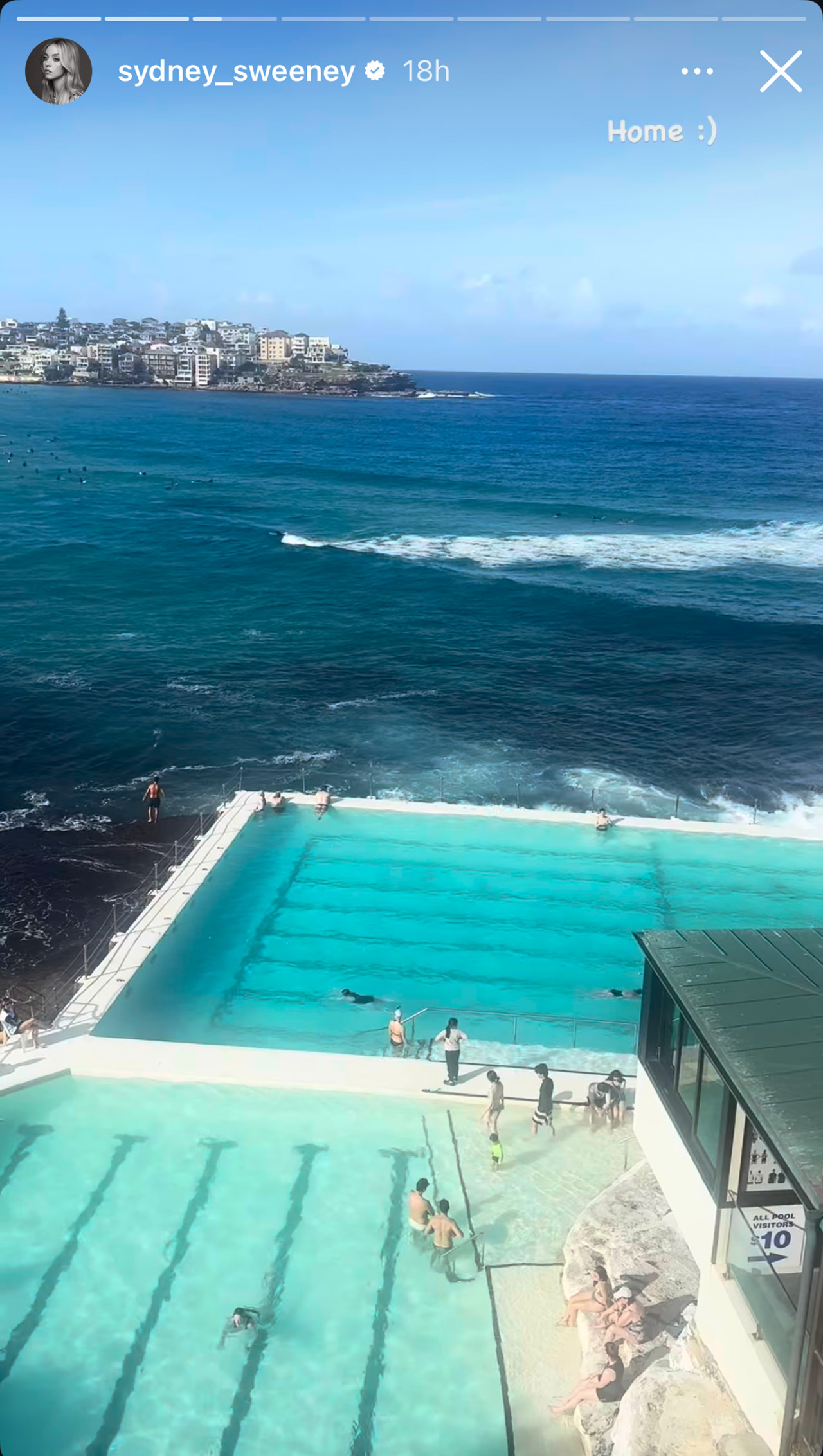 The view from the pool and the bay where Sydney Sweeney hung out.