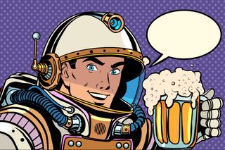 Retro Astronaut with Beer