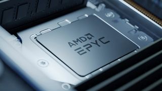 AMD EPYC processor sat in its socket